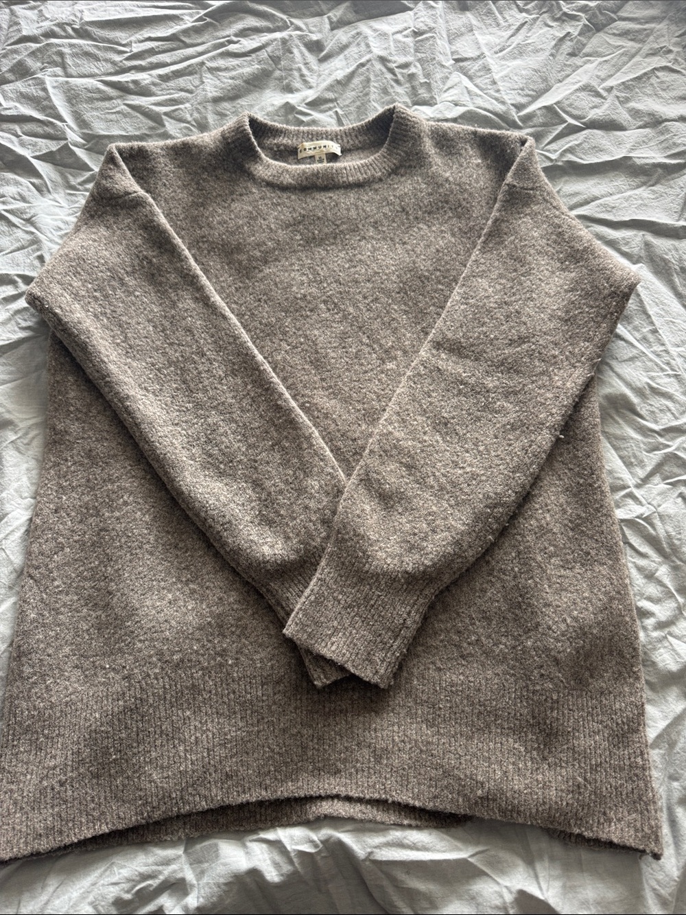 Women’s Crewneck Sweater - Taupe Brown